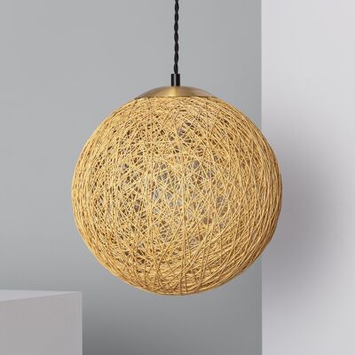 Ledkia Pendant Lamp Braided Paper Ilargia Gold