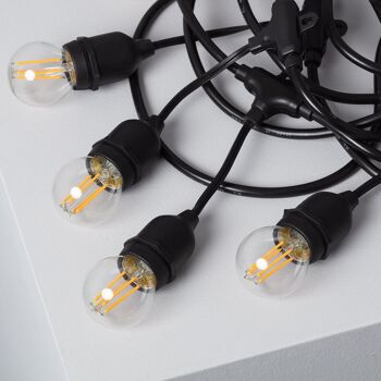 Kit Guirlande Lumineuse Extérieure Ledkia 5.5m Noir + 8 Ampoules Filament LED E27 4W Multicolore 7