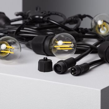 Kit Guirlande Lumineuse Extérieure Ledkia 5.5m Noir + 8 Ampoules Filament LED E27 4W Blanc Neutre 4000K 6
