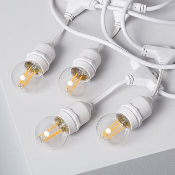 Ledkia Kit Guirlande Lumineuse Exterieur 5,5m Blanc + 8 Ampoules LED E27 IP65 Multicolore 4