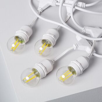 Ledkia Kit Guirlande Lumineuse Exterieur 5,5m Blanc + 8 Ampoules LED E27 IP65 Multicolore 5