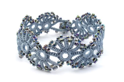 Bracelet en textile "YELIN", gris perle