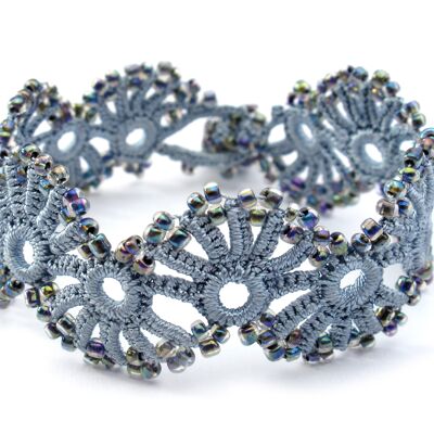 Bracelet en textile "YELIN", gris perle