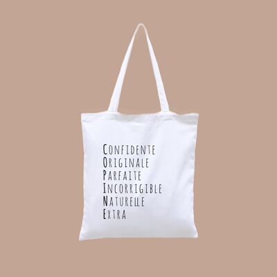 Girlfriend acrostic tote bag