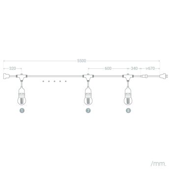 Ledkia Guirlande Lumineuse Extérieure avec 8 Douilles E27 5,5m Blanc IP65 Blanc 2