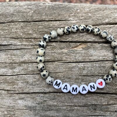 Lithotherapy elastic bracelet in natural Dalmatian Jasper, Mother's Day Special