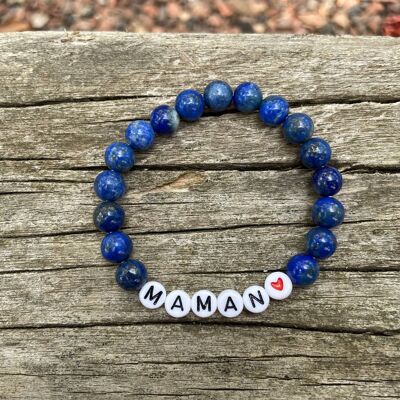 Bracelet élastique de Lithothérapie en Lapis Lazuli naturel, Spécial Fête des Mères