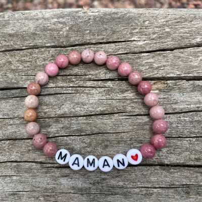 Lithotherapy elastic bracelet in natural rhodochrosite, Special Mother's Day