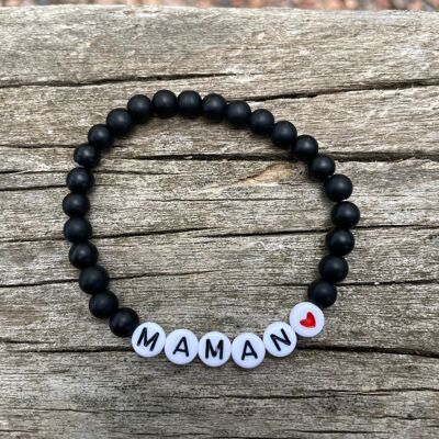 Lithotherapy Elastic Bracelet in Black Agate, Natural Onyx, Special Mother's Day