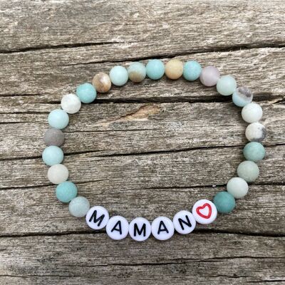 Lithotherapy elastic bracelet in natural Amazonite, Special Mother's Day