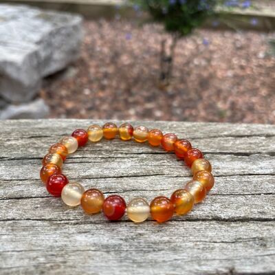 Lithotherapy Elastic Bracelet in Carnelian, Made in France