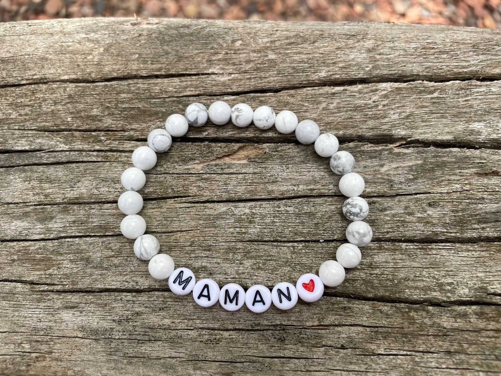 Bracciale Elastico Litoterapia in Howlite Bianca Naturale, Speciale Festa della Mamma