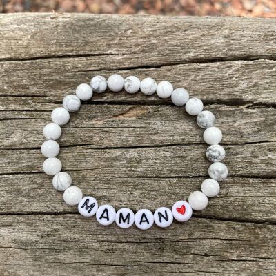 Lithotherapy Elastic Bracelet in Natural White Howlite, Special Mother's Day