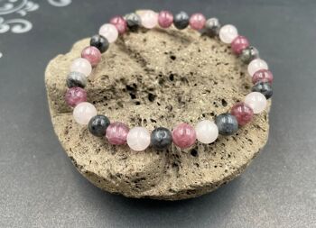 Bracelet spécial concentration en Lépidolite, Labradorite et Quartz Rose 5