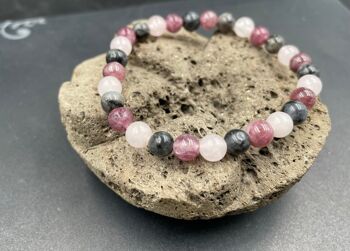 Bracelet spécial concentration en Lépidolite, Labradorite et Quartz Rose 6