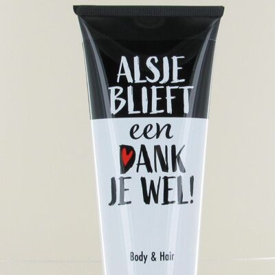 Body & hair wash "Alsjeblieft een dankjewel" tube 200 ml