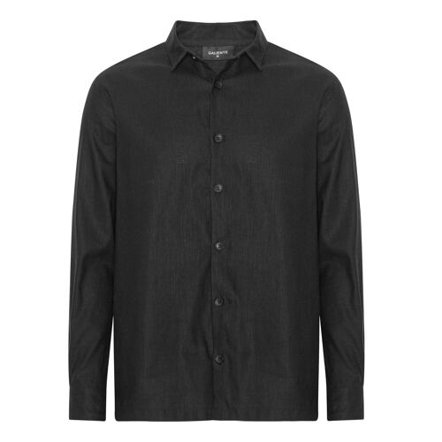 Heavy weight black linen shirt