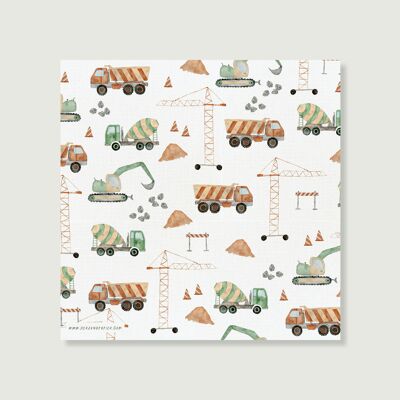 Serviette en lin "Chantier" | Serviette en lin enfants