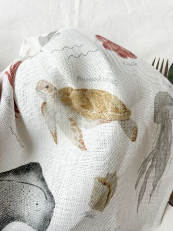 Serviette en tissu "Dans la mer" | Serviette en lin serviette enfant poisson mer 3