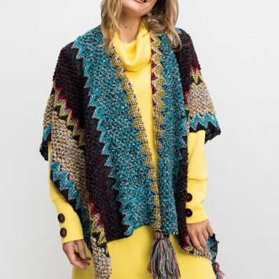PONCHO woman - THICKET BLUE