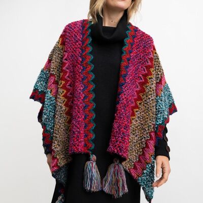 PONCHO donna rosa - ROSSO FUCSIA