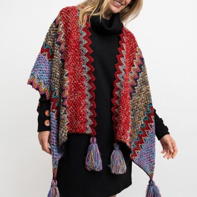 PONCHO Damen - THICKET GREY