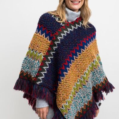 PONCHO femme bleu - WIVEN AZUL