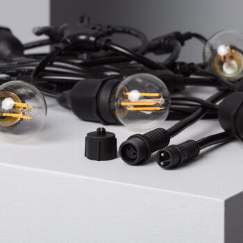 Kit Guirlande Lumineuse Extérieure Ledkia 5.5m Noir + 8 Ampoules Filament LED E27 4W Blanc Chaud 2700K 6