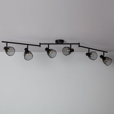 Ledkia Adjustable Ceiling Lamp Aluminum 6 Spotlights Grid Black