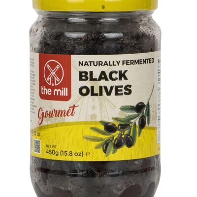 The Mill Gourmet Natürlich Fermentierte Schwarze Oliven 450 g Glas