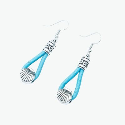 Boucles d'oreilles en Liège - Blue Shell