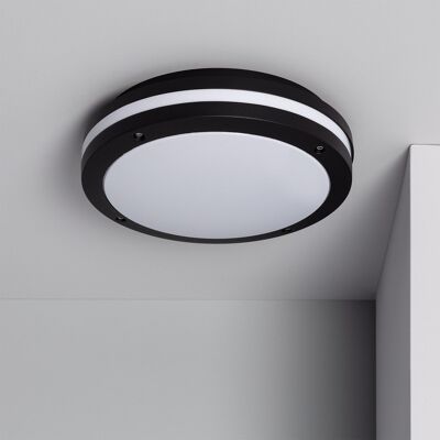 Lampada da soffitto da esterno Ledkia circolare in alluminio Ø300 mm IP54 Corso Nero