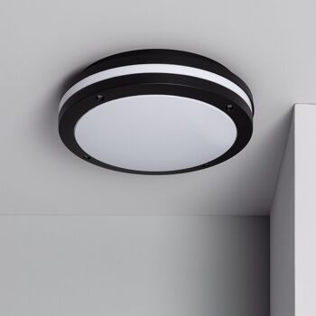 Plafonnier extérieur circulaire Ledkia en aluminium Ø300 mm IP54 Corso Noir 1