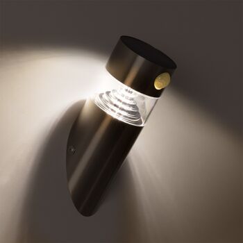 Ledkia Applique Solaire Extérieure LED Inox avec Détecteur de Mouvement PIR Inti Blanc Chaud 2800K - 3200K 2