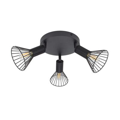 Ledkia Circular Ceiling Lamp Aluminum Adjustable 3 Spotlights Royal Black