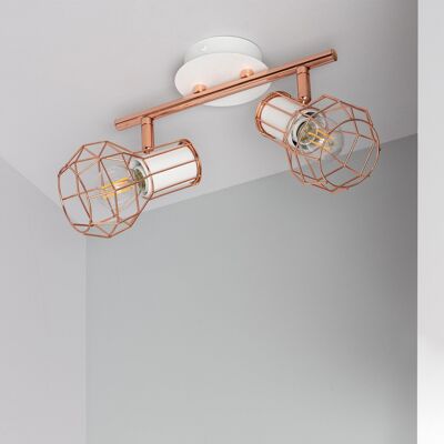 Ledkia Adjustable Aluminum Ceiling Lamp 2 Spotlights Lada Copper
