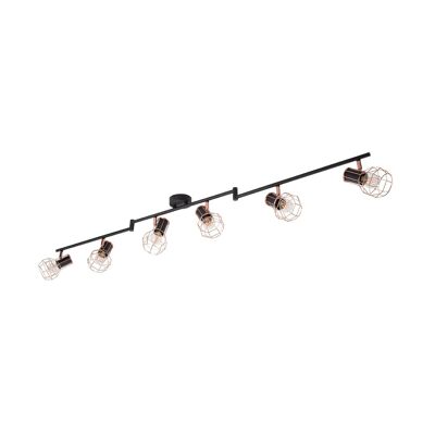 Ledkia Adjustable Metal Ceiling Lamp Lada 6 Spotlights Black and Copper