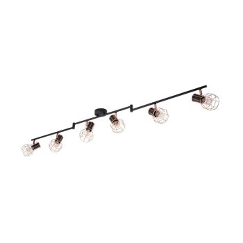 Ledkia Plafonnier Métal Orientable Lada 6 Spots Noir et Cuivre 1