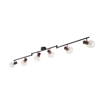 Ledkia Plafonnier Métal Orientable Lada 6 Spots Noir et Cuivre 2