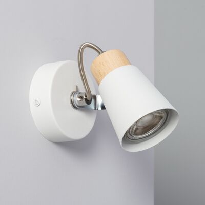 Ledkia Adjustable Wall Lamp Metal and Wood 1 Spotlight Mara White
