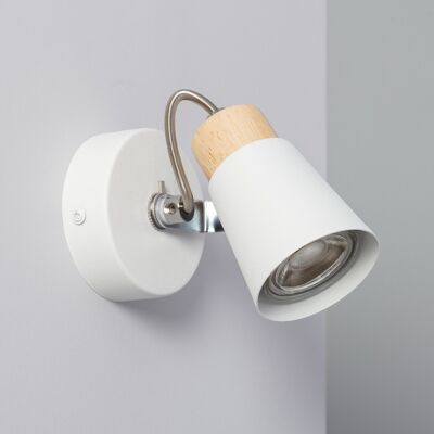 Ledkia Lámpara de Pared Orientable Metal y Madera 1 Foco Mara Blanco