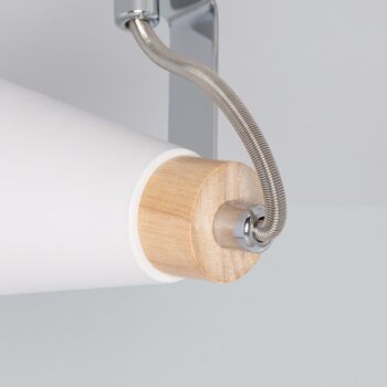 Ledkia Plafonnier Orientable Métal et Bois 2 Spots Mara Blanc 9