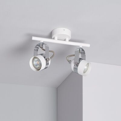 Ledkia Lámpara de Techo Orientable Aluminio 2 Focos Blanco Sinner Blanco