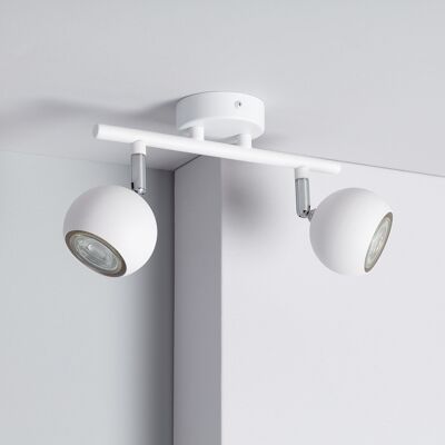 Ledkia Adjustable Ceiling Lamp Aluminum 2 Spotlights Ates White