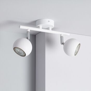 Ledkia Plafonnier Orientable Aluminium 2 Spots Ates Blanc 1