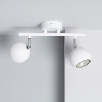 Ledkia Plafonnier Orientable Aluminium 2 Spots Ates Blanc 3