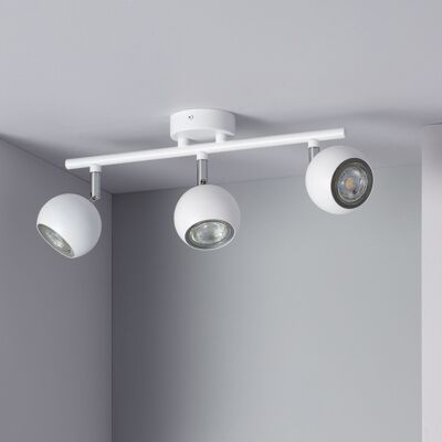 Ledkia Adjustable Ceiling Lamp Aluminum 3 Spotlights Ates White
