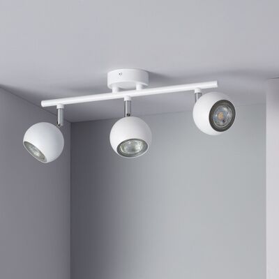 Ledkia Plafoniera Orientabile Alluminio 3 Faretti Ates Bianco