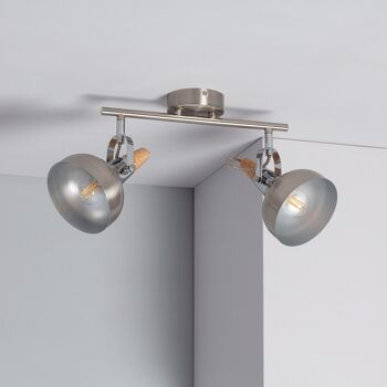 Ledkia Plafonnier Orientable Aluminium 2 Spots Argent Emer 1