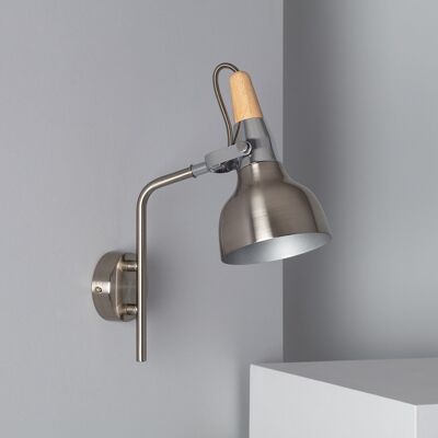 Ledkia Aluminum Wall Lamp with Adjustable Upper Arm 1 Spotlight Emer Silver